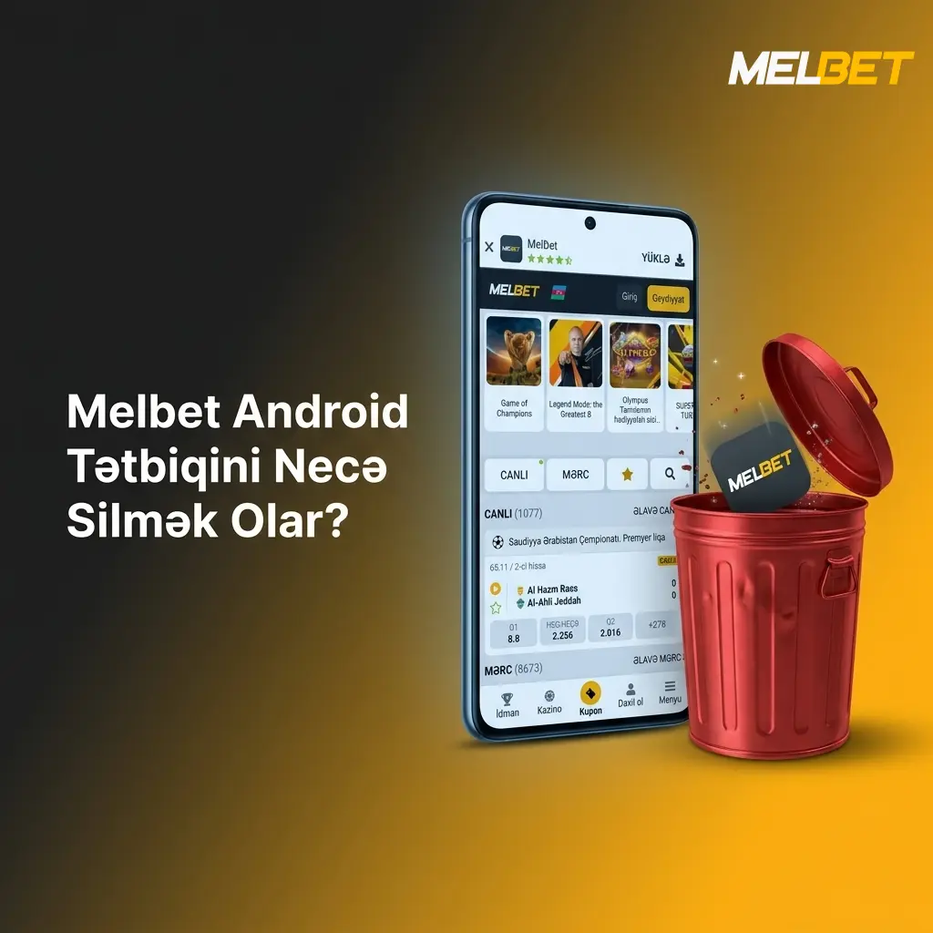Melbet Android tətbiqini silmək üçün parametrlər menyusundan tətbiqi tapıb sil düyməsinə basın.