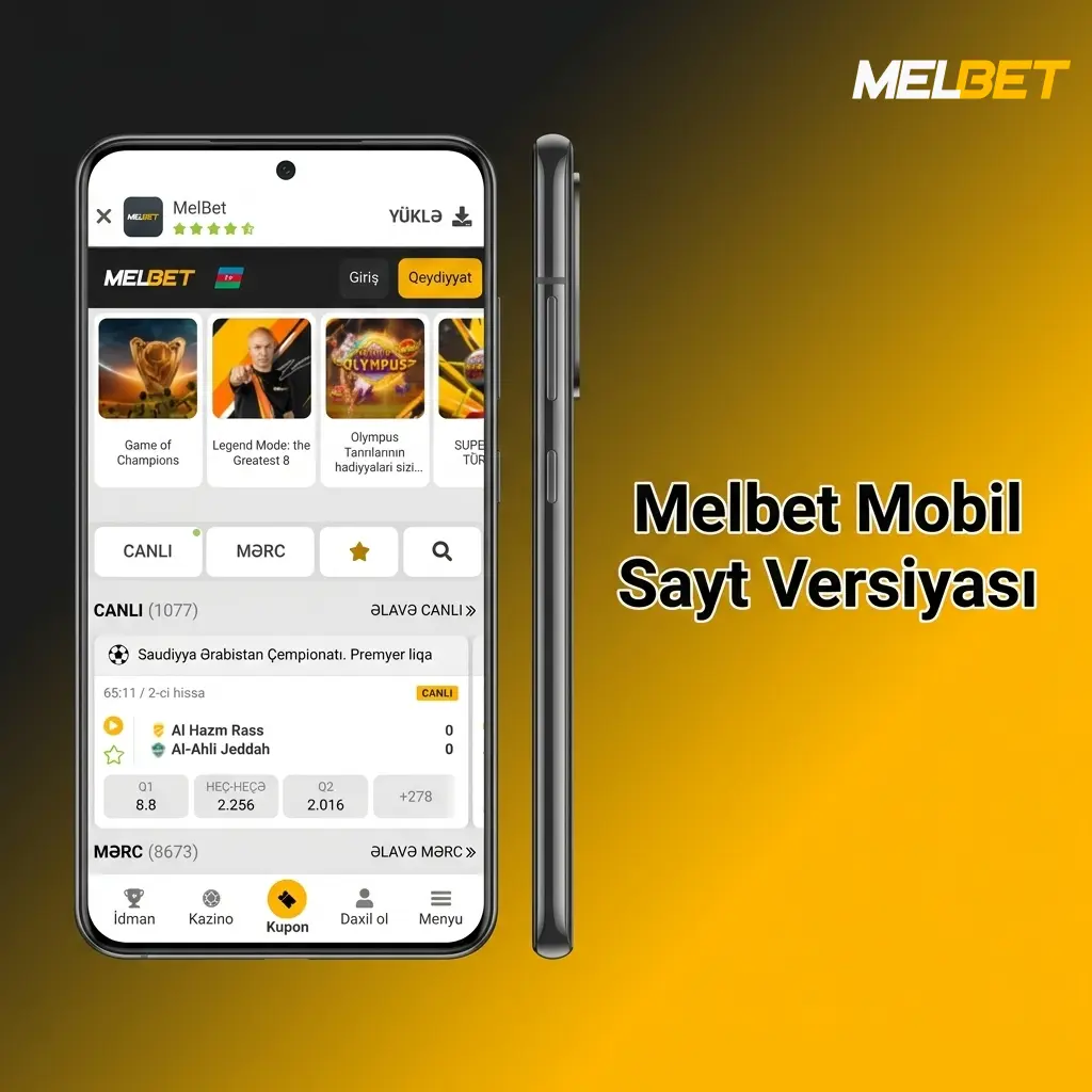 Melbet mobil saytı smartfon və planşetlərdə idman mərci və kazino oyunları üçün