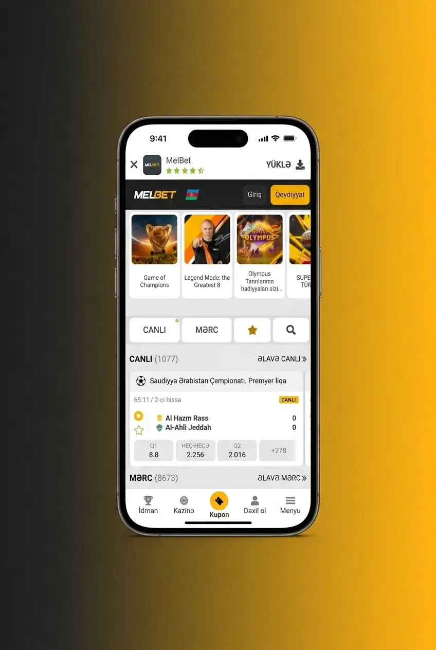 Melbet mobil tətbiqi ilə iOS və Android cihazlarda e-idman mərcləri və canlı mərclər