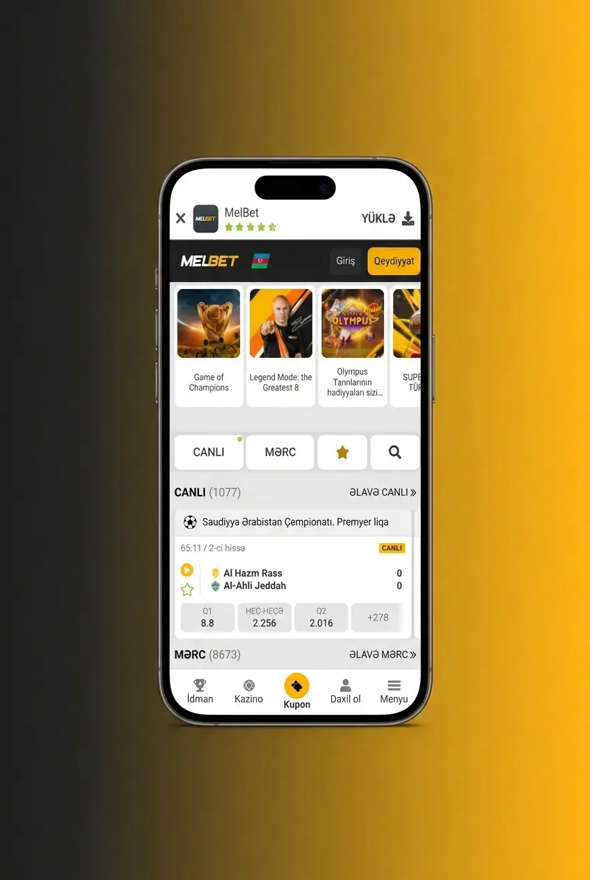 Melbet mobil tətbiqi ilə iOS və Android cihazlarda e-idman mərcləri, canlı mərclər və depozit əməliyyatları