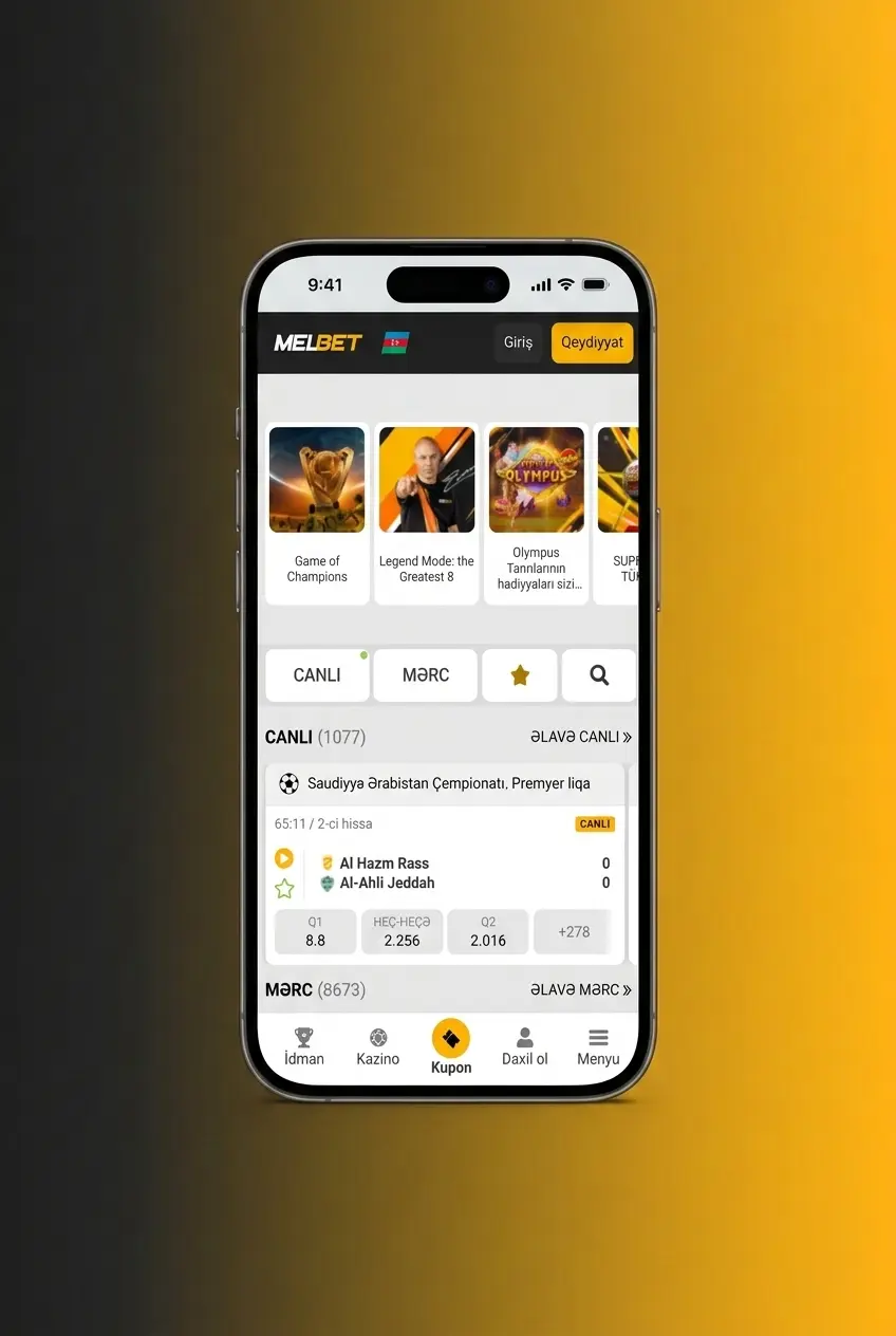 Melbet mobil tətbiqi iOS və Android üçün e-idman mərcləri, canlı oyunlar və depozit əməliyyatları