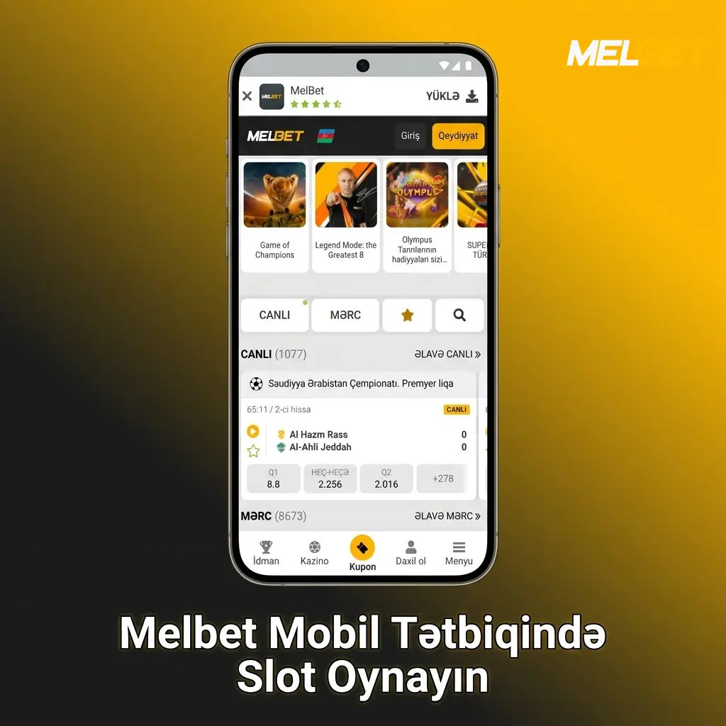 Melbet mobil tətbiqində iOS və Android üçün slot oyunları, bonus turları və cekpot uduşları