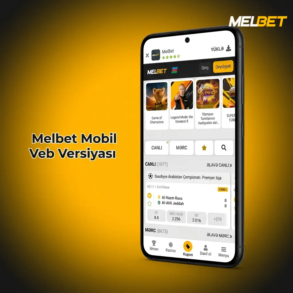 Melbet mobil veb versiyası brauzer üzərindən tam funksional platforma girişi təmin edir