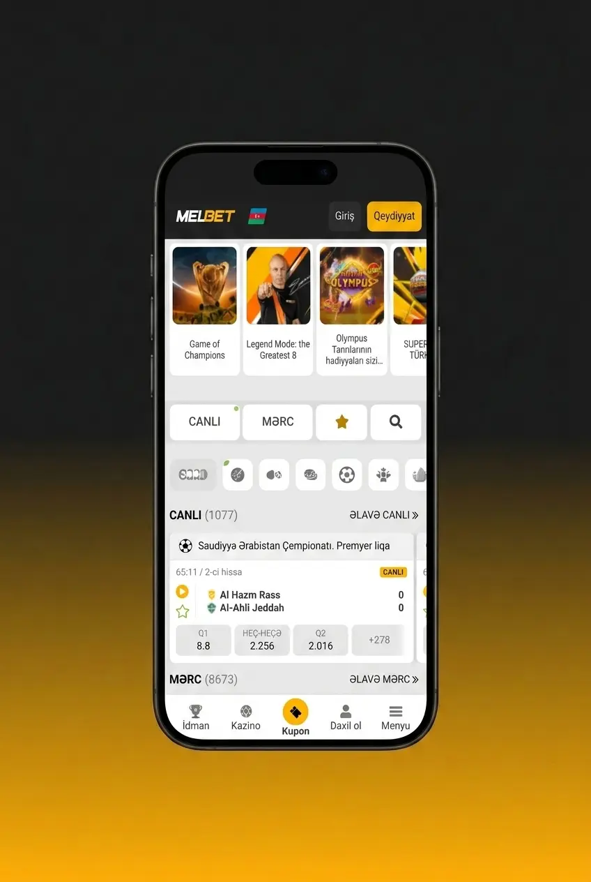 Melbet tətbiqində basketbol mərcləri üçün iOS və Android mobil interfeysi