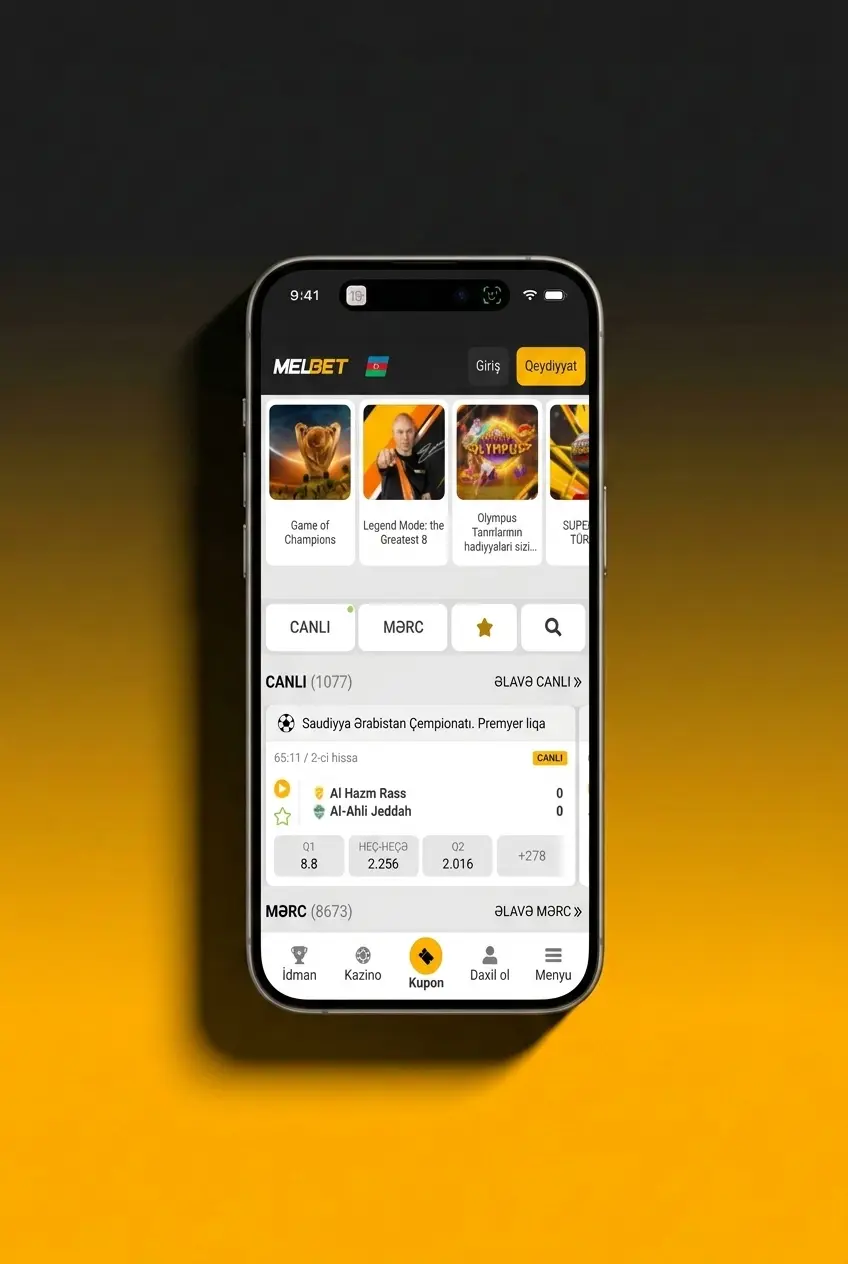 Melbet tətbiqində MMA mərcləri üçün iOS və Android mobil interfeysi