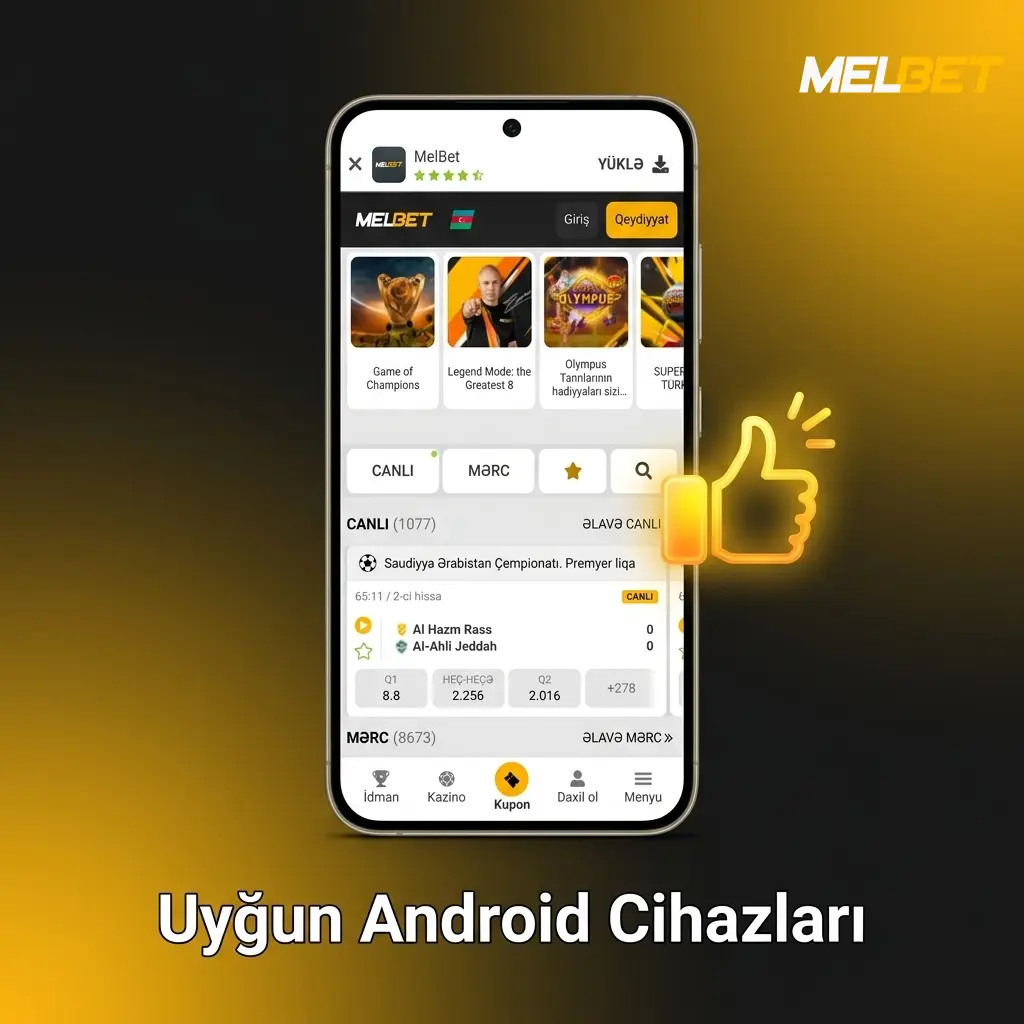 Azərbaycanda Melbet tətbiqi ilə uyğun Android cihazları: Samsung, Xiaomi, Realme, OPPO, Huawei